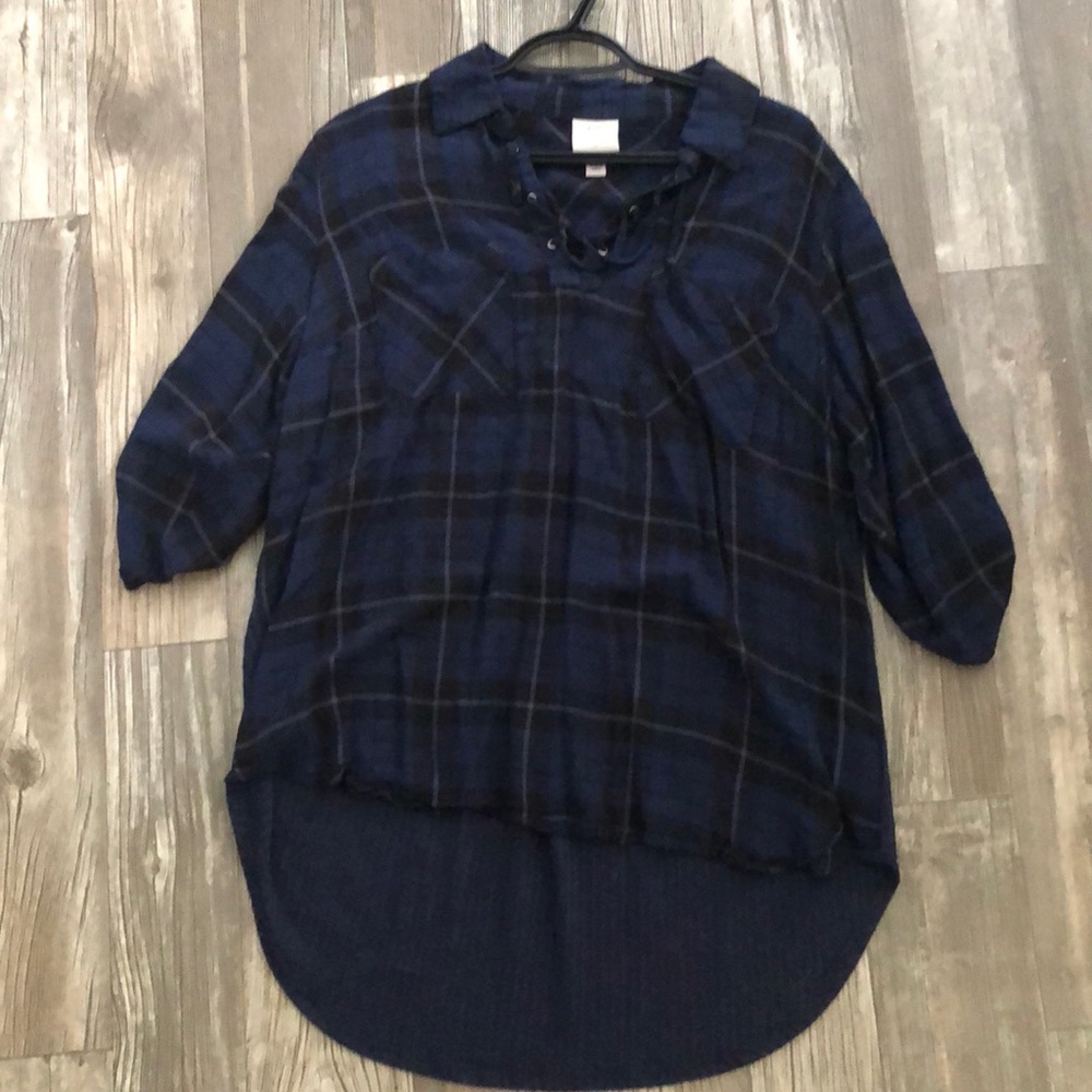 Navy and black plaid Knox Rose tunic top